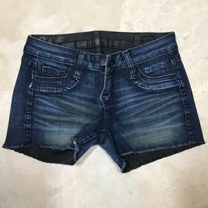 Bleulab reversible denim cutoff shorts black blue